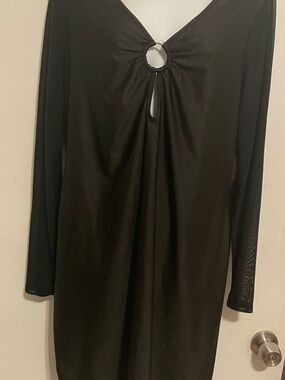 SHEIN Black Long Sleeve Dress with Ring Detail